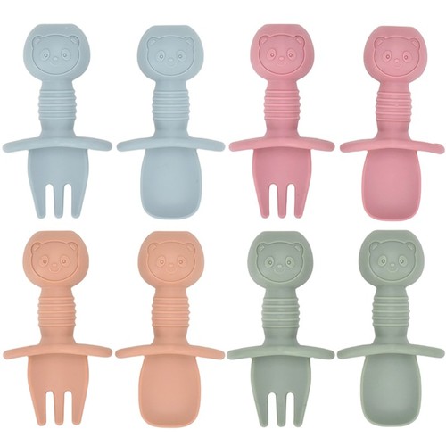 Baby silicone spoon fork - silicone, set