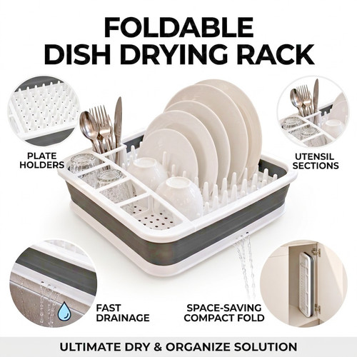 Foldable dish drying - dish, rack