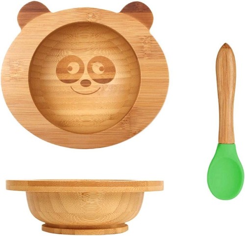 Baby bowls with suction bamboo - with,