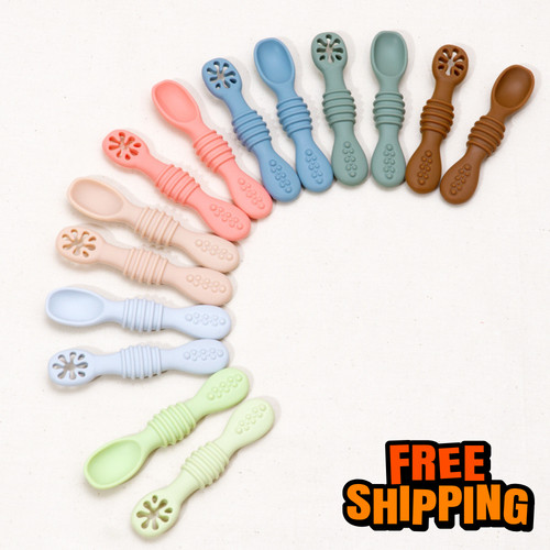 Baby silicone spoon fork - silicone,