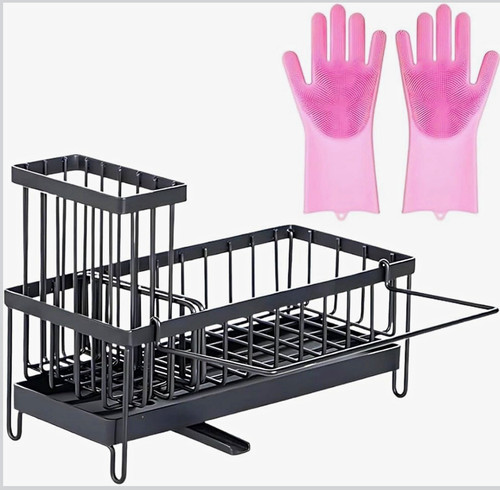 Ecovira black metal sink caddy - black,